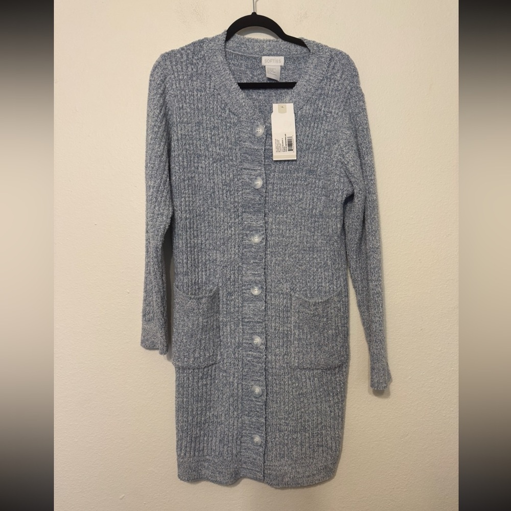 Softies Women’s Heather Rib Marshmallow Button Down Cardigan Medium NWT